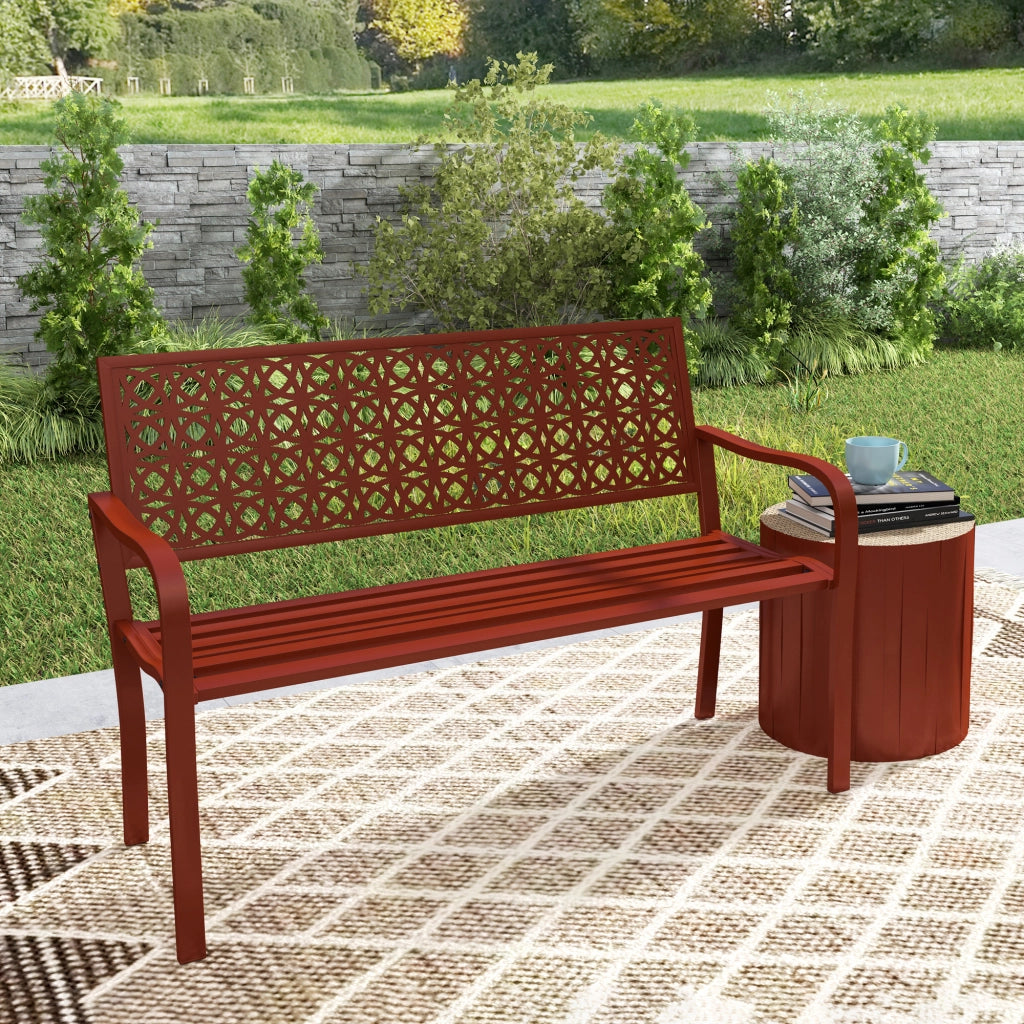 PANCHINA da 2 posti 127x63x85 cm Acciaio Rosso