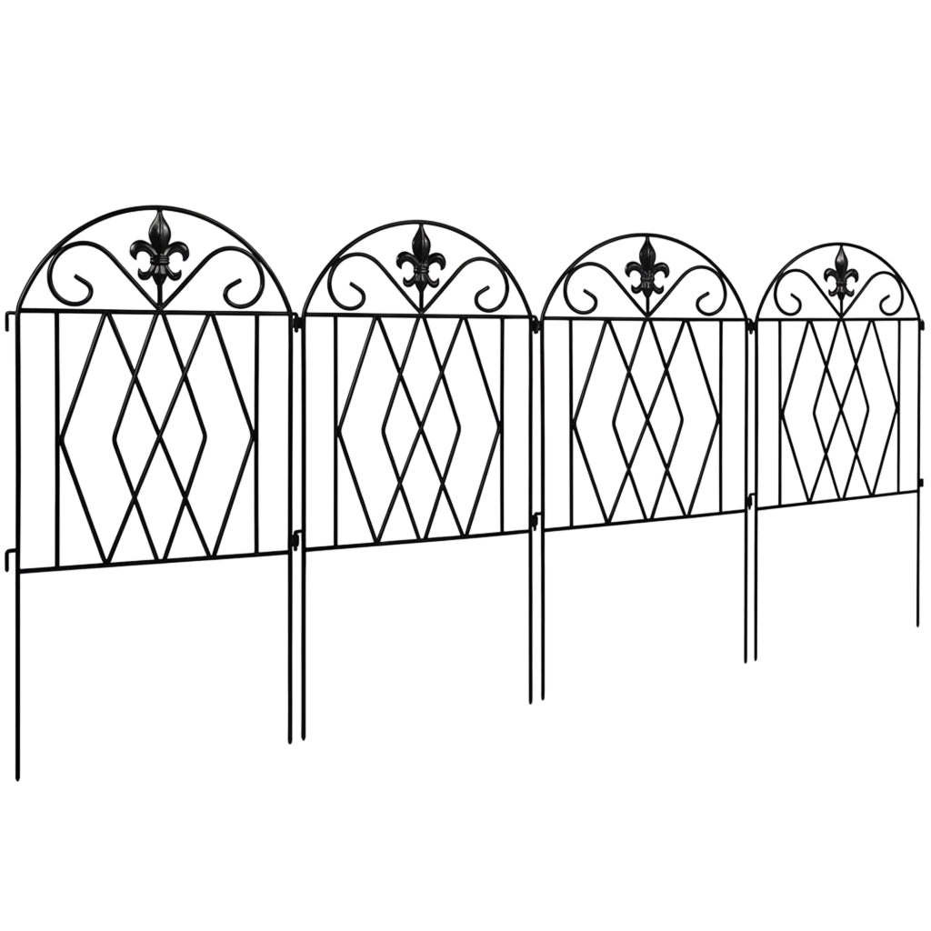 Set 4 Vallas de Jard¨ªn Met¨¢licas ¨C zephmum ¨C Nero, 125x56 cm