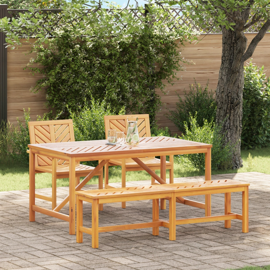 Set da pranzo da giardino in legno massello di acacia da 4 pezzi