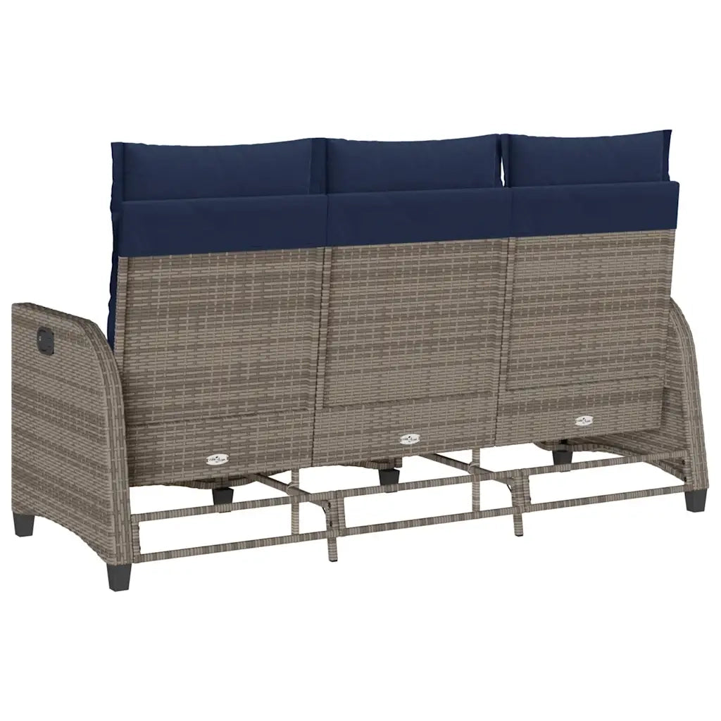 Divano Giardino Reclinabile a L con Cuscini Grigio Polyrattan 4108244