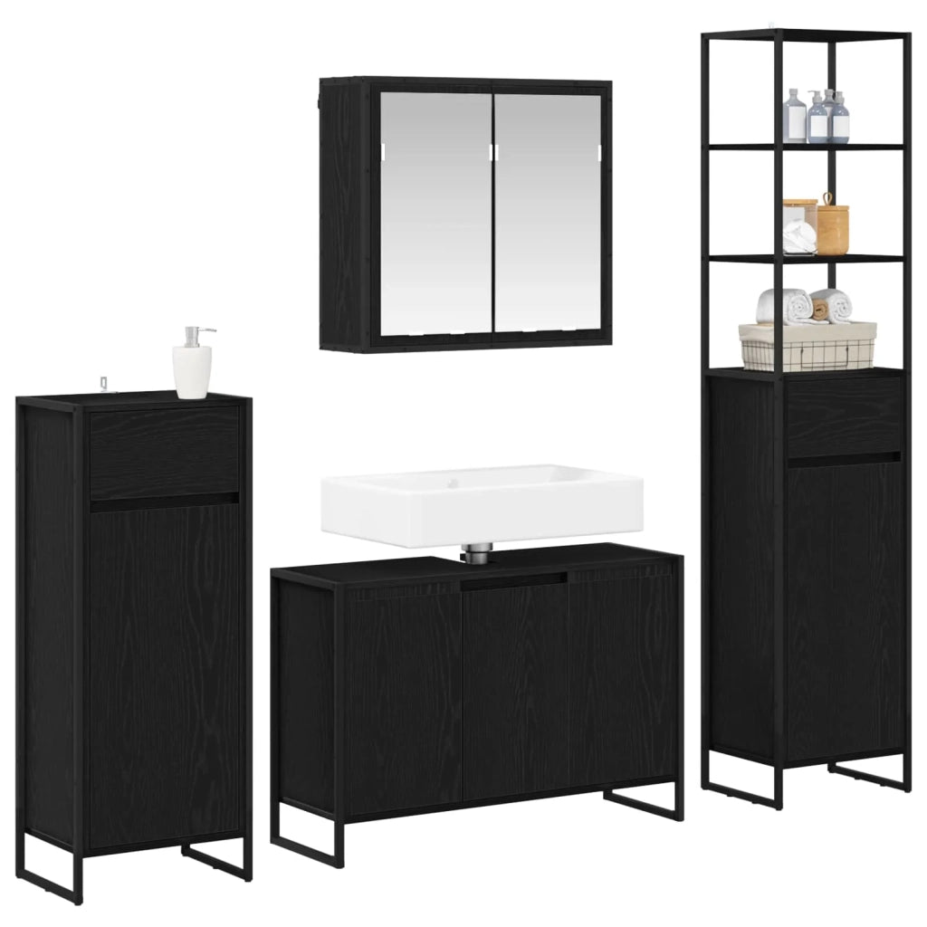 Set di mobili per il bagno Rovere Nero Legno multistrato 3403046