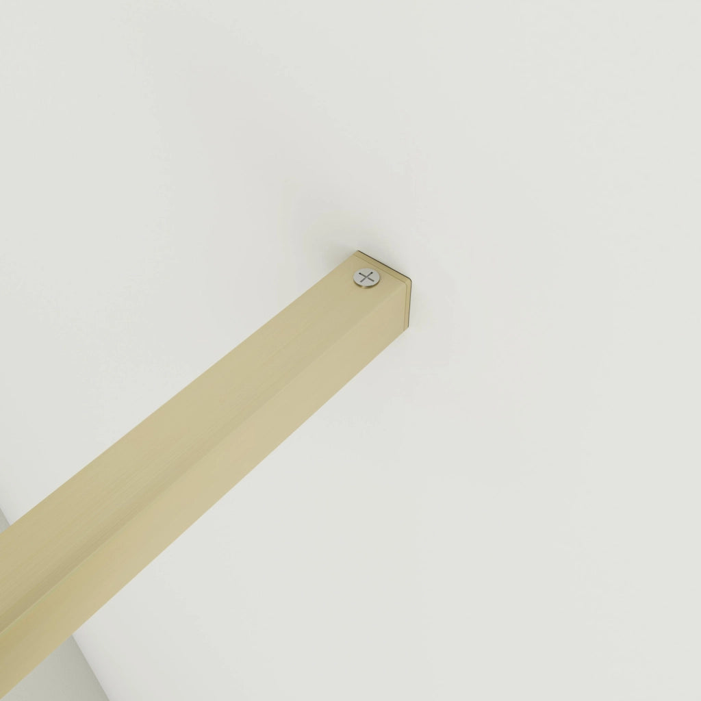 Box Doccia Walk In 60x200 cm Parete Fissa Vetro 8 mm Trasparente Anticalcare Oro Spazzolato Barra Stabilizzatrice 140 cm