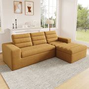 DIVANO Modulare Angolare L 253x161x89 cm Chenille Arancione con Pouf