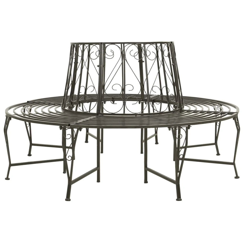 Panca da giardino mobile da giardino per esterni circolare terrazza da giardino 160 x 89 cm acciaio grigio argento 02_0011118