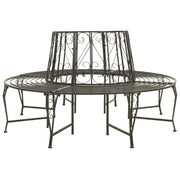 Panca da giardino mobile da giardino per esterni circolare terrazza da giardino 160 x 89 cm acciaio grigio argento 02_0011118