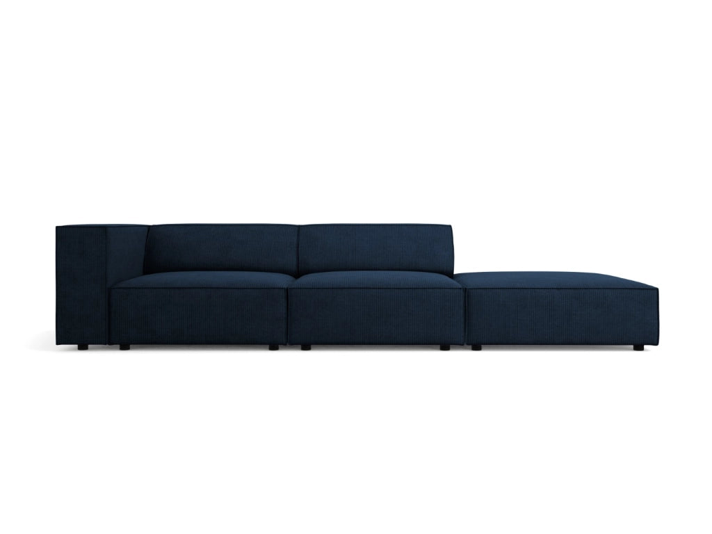 Cosmopolitan Design - Divano destro "Arendal" 4 posti in ciniglia con effetto a coste blu reale 