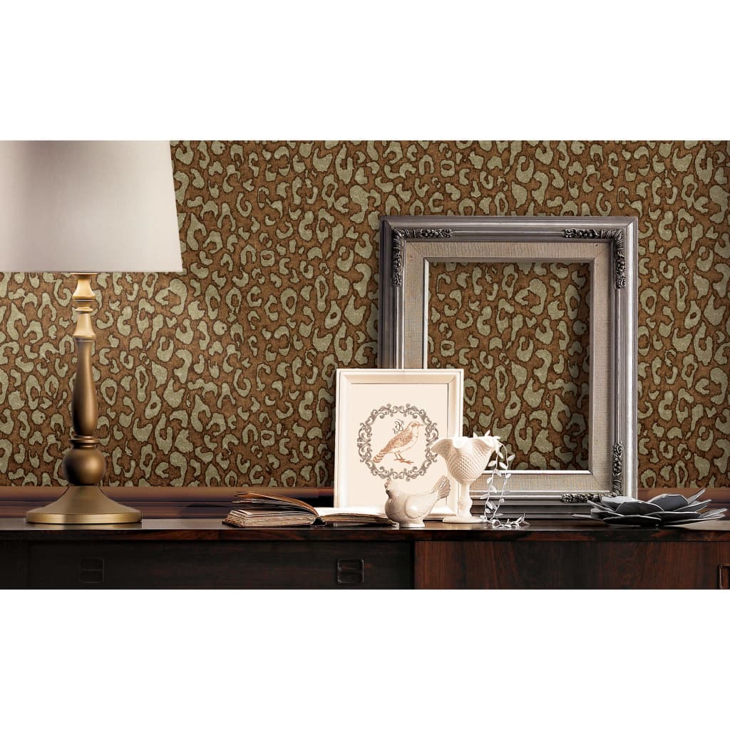 DUTCH WALLCOVERINGS Carta da Parati Motivo Leopardato Marrone 430651