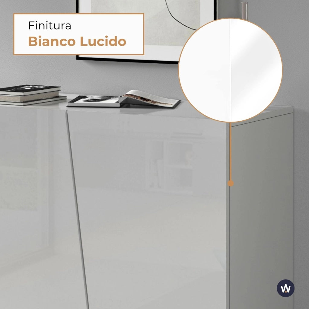 WHOUS Armadio multiuso Easy a 2 ante bianco lucido 79,20x38x86 cm