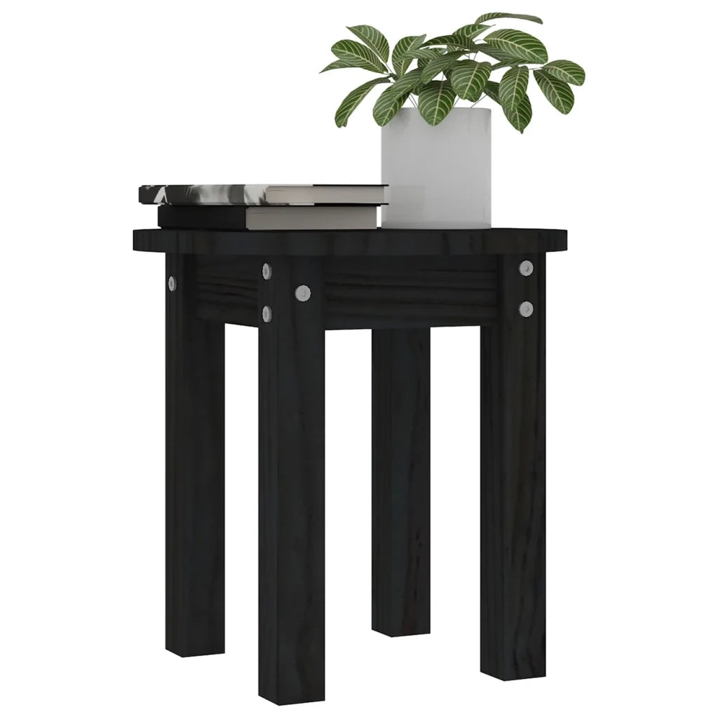 Tavolino da Salotto Nero Ã˜ 35x35 cm in Legno Massello di Pino cod mxl 25440