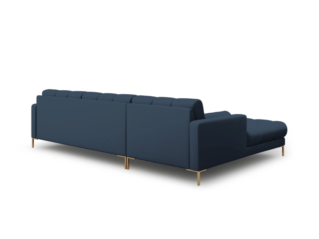 Cosmopolitan Design - Divano angolare sinistro "Bali" 5 posti in tessuto strutturato blu 