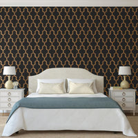 DUTCH WALLCOVERINGS Carta da Parati Geometric Nero e Oro 442591