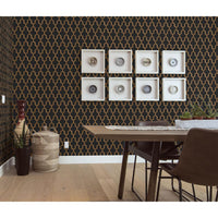 DUTCH WALLCOVERINGS Carta da Parati Geometric Nero e Oro 442591