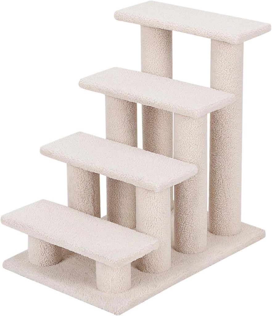 Scala per gatti a 4 livelli, scala per gatti fino a 25 kg, scala per cani, albero da arrampicata per gatti, 61 x 41 x 60 cm (beige)