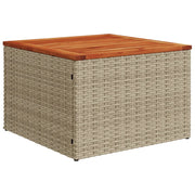 Tavolo da Giardino | Tavolino da esterno Beige 55x55x37 cm Polyrattan e Legno Acacia