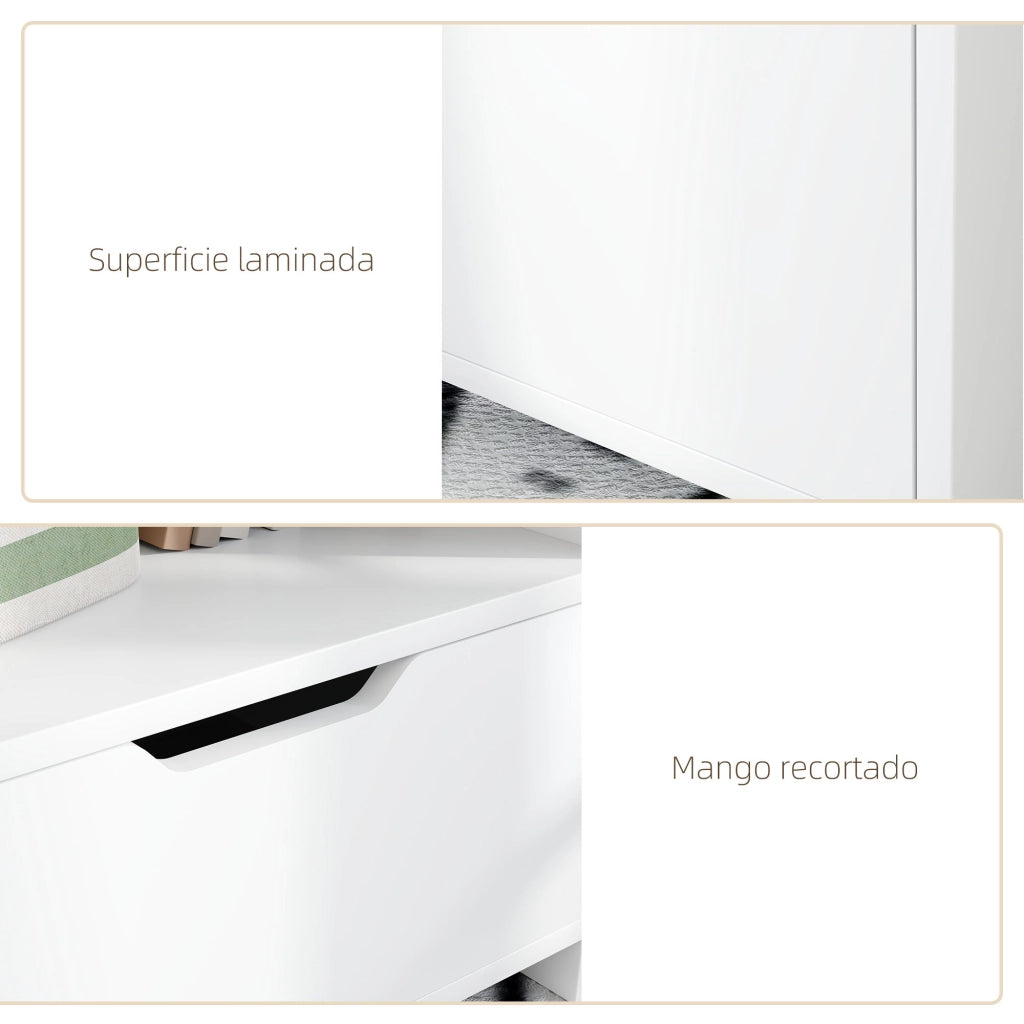 Comodino Moderno con Cassetto e Ripiani ¨C zephmum ¨C 45x35x73 cm Bianco