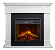 Camino Elettrico da Pavimento Effetto Fiamma 110x25x95 cm 900W/1800W in Legno Bianco