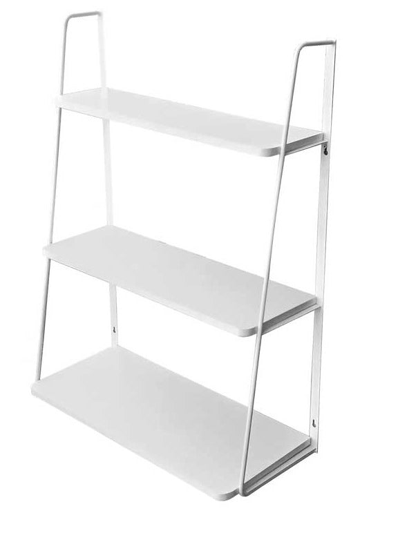 SCAFFALE A PARETE A 3 MENSOLE IN LEGNO E METALLO 50 X 22 X H68 CM COLORE BIANCO