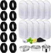 20 filtri per fonte per gatti - 10 filtri a carbone attivo e 10 filtri a schiuma - compatibili con fonte per acqua da 32 l in acciaio inossidabile con resina e carbone attivo