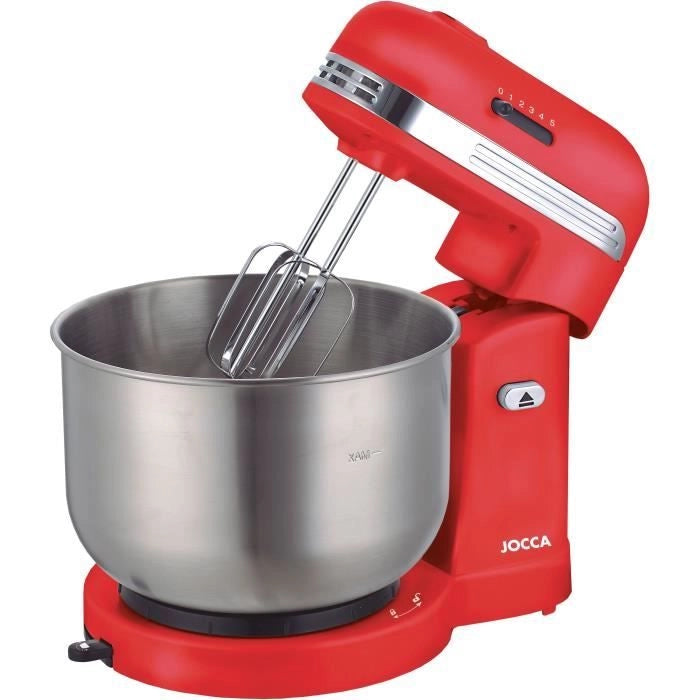 Robot da cucina JOCCA - Ciotola in acciaio inossidabile da 3,5 l - 5 velocità - Rosso e grigio