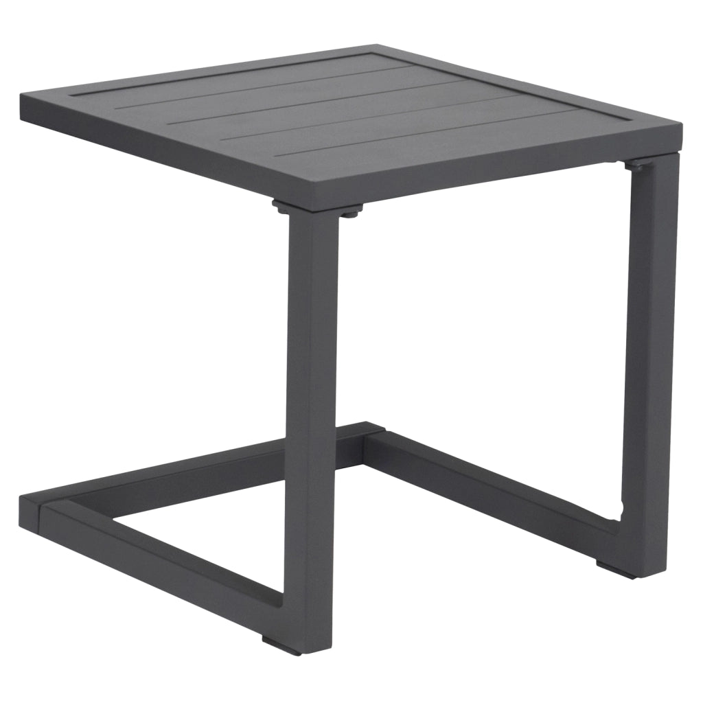 Set di 2 lettini BARBADOS in textilene grigio eTavolino - alluminio grigio antracite