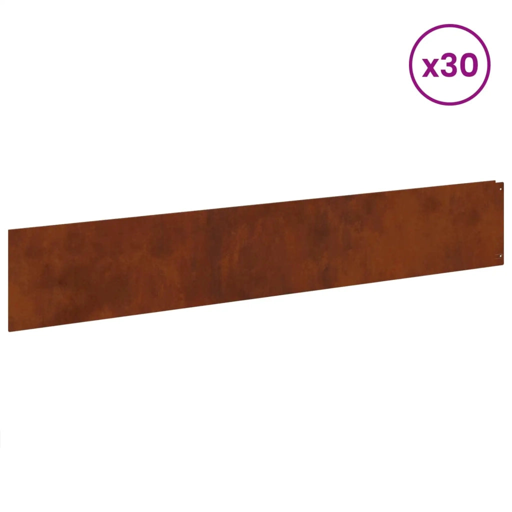 Bordura per Prato 30 pcs 100 x 18 cm Acciaio Ruggine 8008853