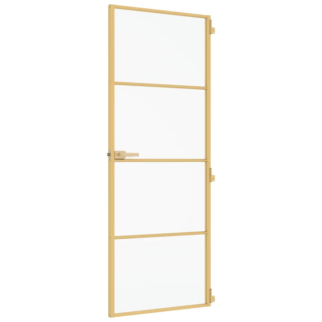 Porta Interni Sottile Oro 76x201,5cm Vetro Temperato Alluminio 155136
