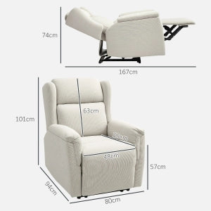 POLTRONA Relax reclinabile manuale 80x94x101 cm in lino Beige