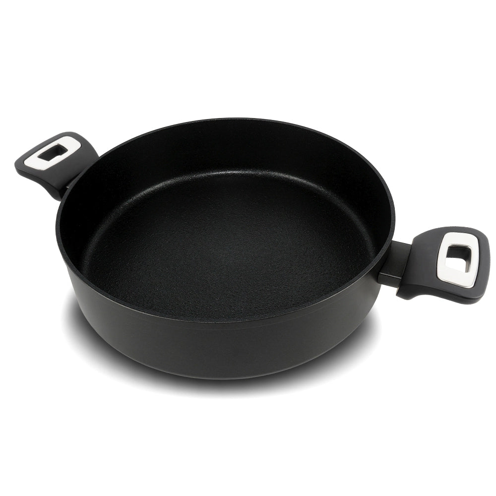 Tegame 2 maniglie con coperchio Elegance Black  28 cm doppio fondo acciaio inox, manico Soft touch
