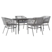 Set da Pranzo da Giardino 5 pz | Set Salotto da Giardino con Cuscini Polyrattan Vetro