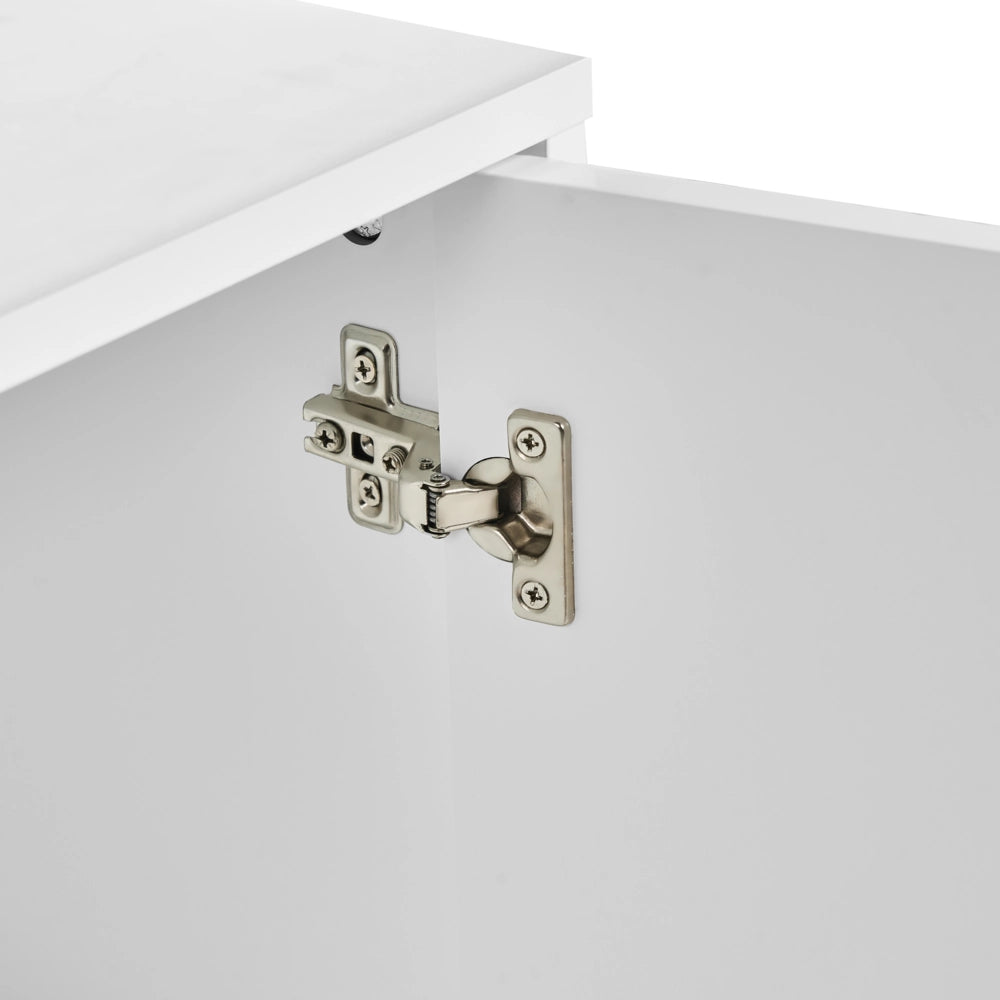 Credenza moderna Soggiorno Camera da letto Mobile 2 ante MDF Gambe in metallo Bianco stile moderno