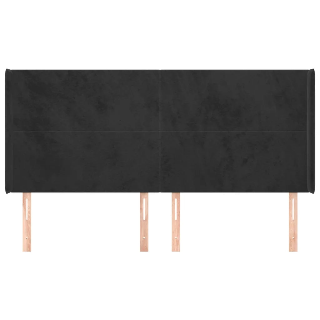 Testiera | Testata ad Orecchio Nera 203x16x118/128 cm in Velluto