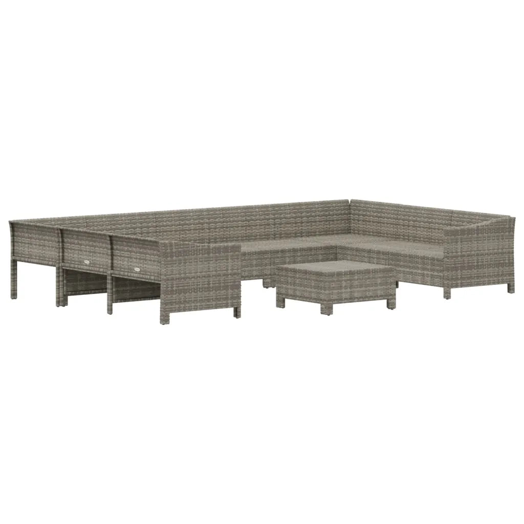 Set Divani da Giardino 10 pz con Cuscini in Polyrattan Grigio 3187305