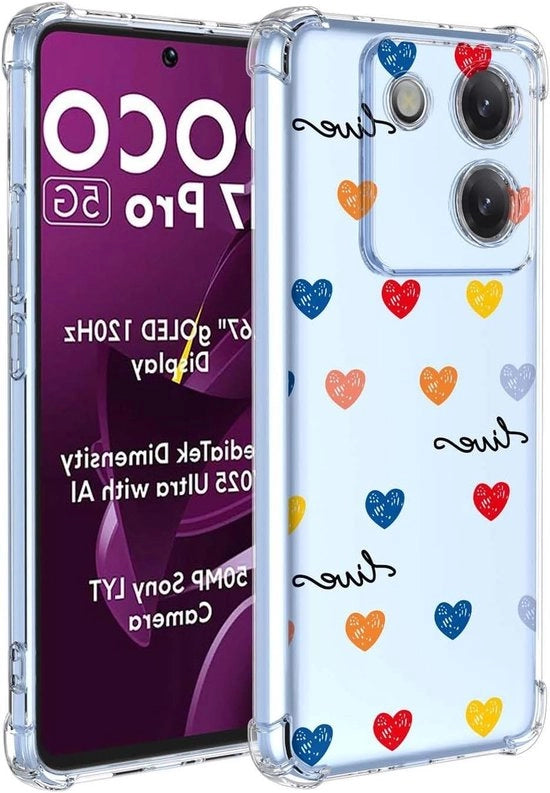 Bumper protezione trasparente in TPU per smartphone, resistente agli urti e elegante con design a cuore.