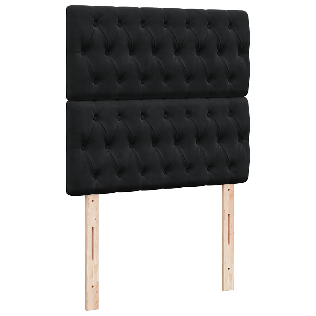 Giroletto a Molle con Materasso Nero 90x200 cm in Velluto
