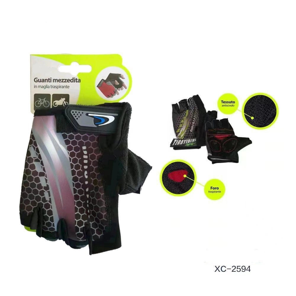 Trade Shop - Guanti Mezzedita In Maglia Traspiranti Antiscivolo Universali Bici Moto Xc-2594 -