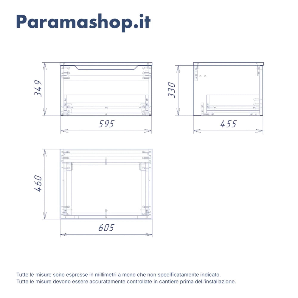 Mobile bagno sospeso modulare 60 cm grigio opaco due cassetti con lavabo | Bako