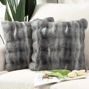 Set di 2 cuscini di copertura morbidi, in plu, corti, decorativi, in lana, in velluto, scuro grigio, 60x60 cm.