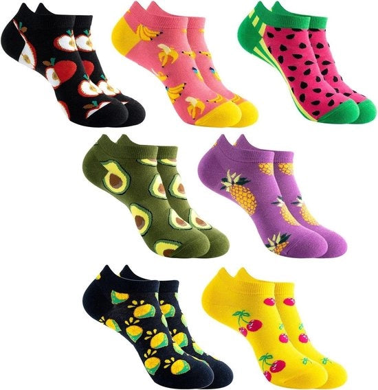 Set di calze a tema frutta - calze femminili divertenti - calze di cotone con disegno - Multicolore - Small-Medium