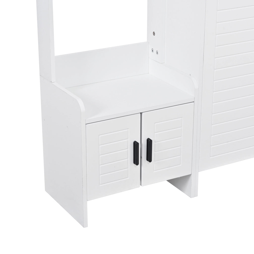 Combinazione di mobile da ingresso, appendiabiti e scarpiera, 2 cassetti, 8 ganci, 125 x 36 x 165 cm, bianco