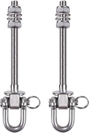 Hanger in acciaio inossidabile - Capacità di carico 300 kg - 23 cm - Maniglia in legno e metallo oscillante - Adatto per tappeti yoga, tappeti da esterni, zaini e balconi
