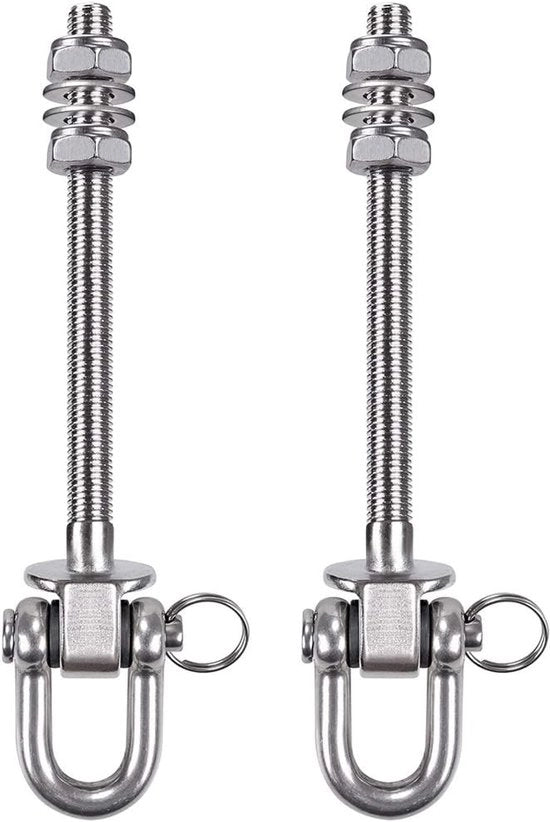 Hanger in acciaio inossidabile - Capacità di carico 300 kg - 23 cm - Maniglia in legno e metallo oscillante - Adatto per tappeti yoga, tappeti da esterni, zaini e balconi