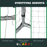 Porta da Calcio Grigia 180x120x60 cm con Viti e Picchetti inclusi, in PE e Metallo