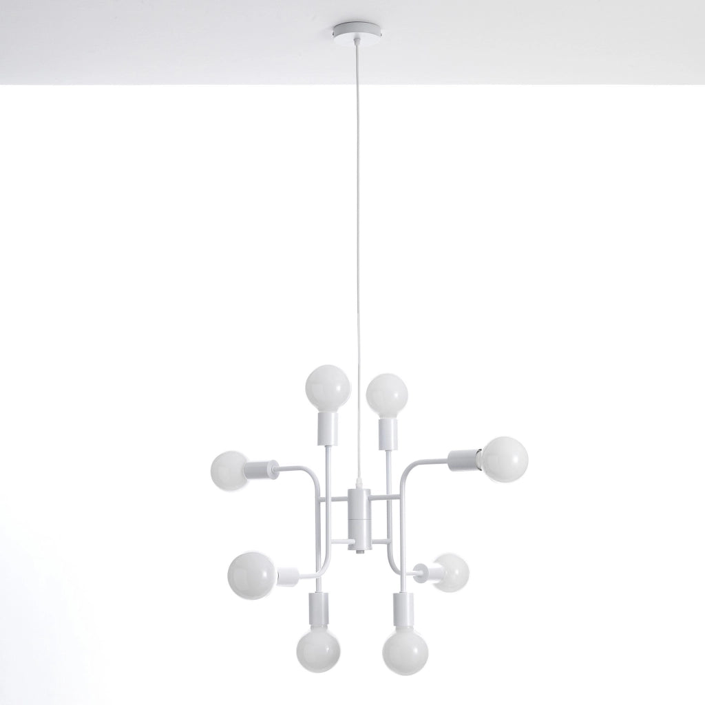 Lampadario in metallo verniciato bianco opaco cm. H.43 x L.59 x P.59