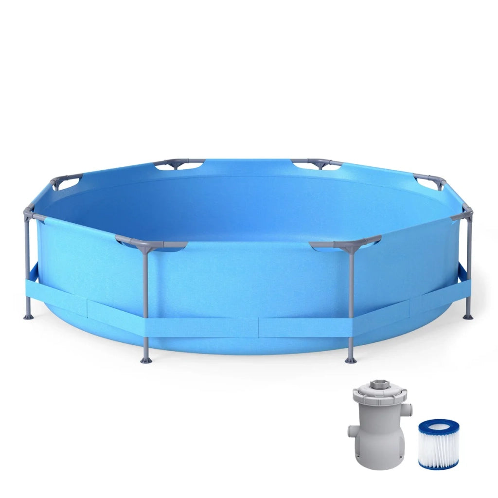 Piscina fuori terra rotonda 360 x 76 cm capacità 6125 litri facile da montare stile estivo PVC blu 20_0013120