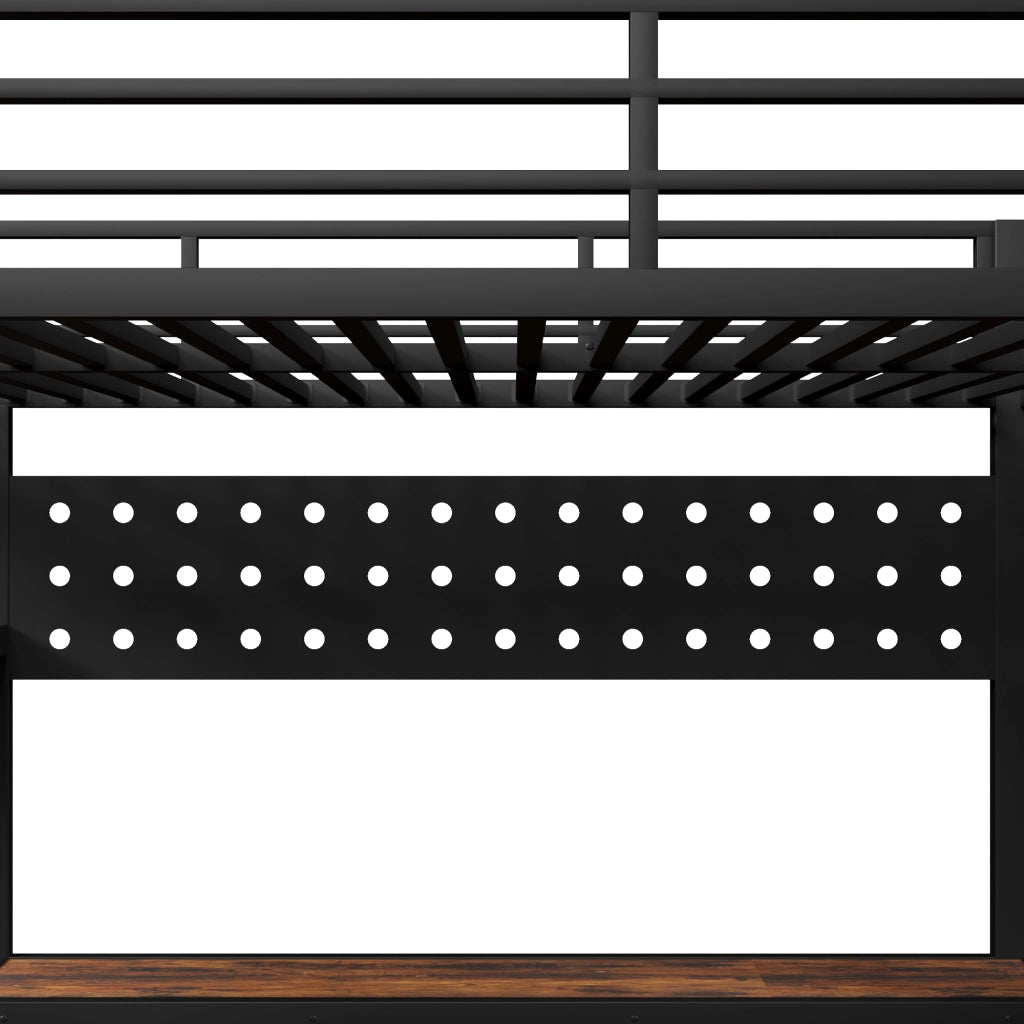 DESMIU Letto a soppalco 140 × 200 cm 1 posto con scrivania, cassetti, LED e presa, senza materasso, nero