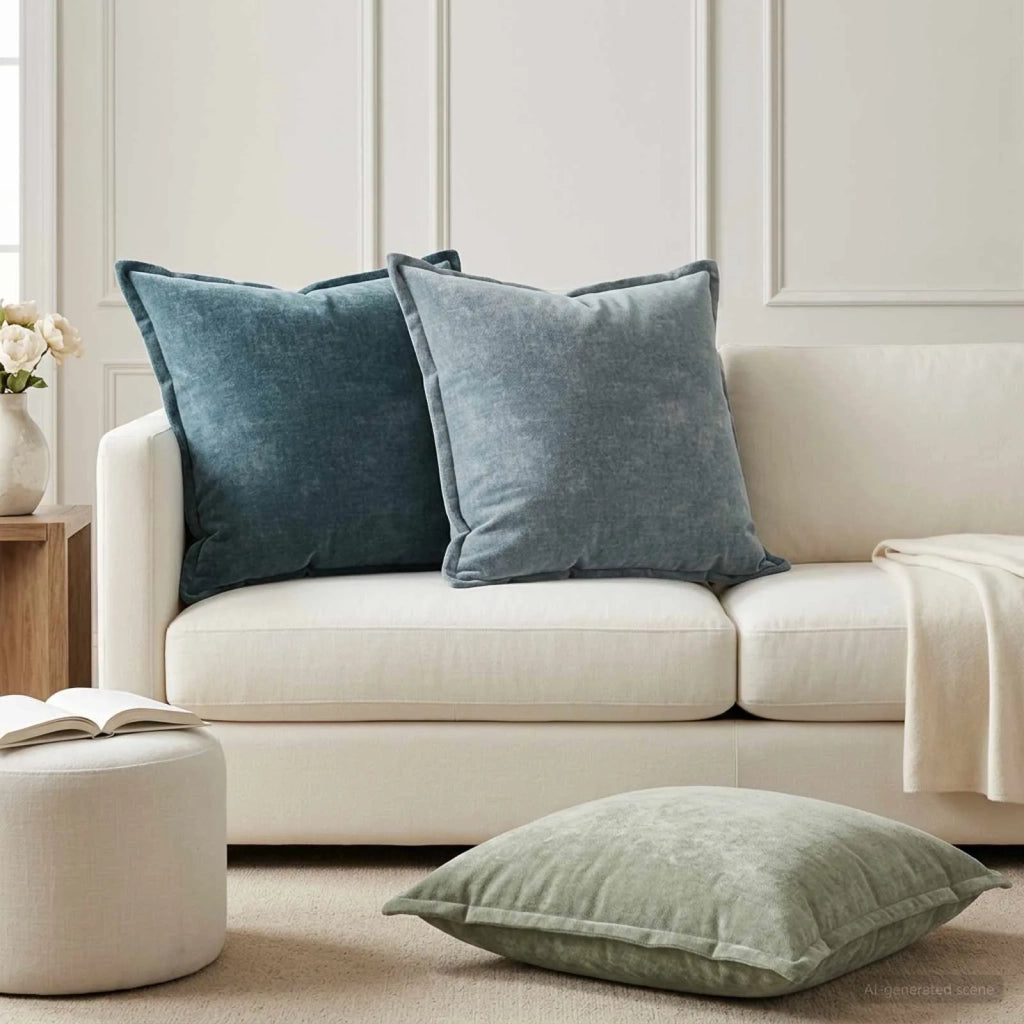 Federa 6 pz HOUTEN Blu 70 x 70 cm Tessuto Chenille 921378