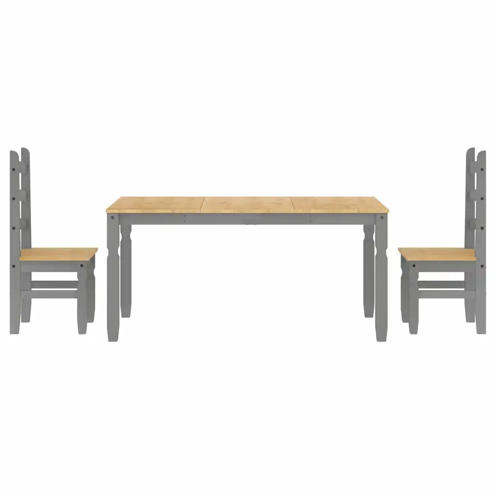 Set da Pranzo 3 pz PANAMA Grigio in Legno Massello di Pino 3345201