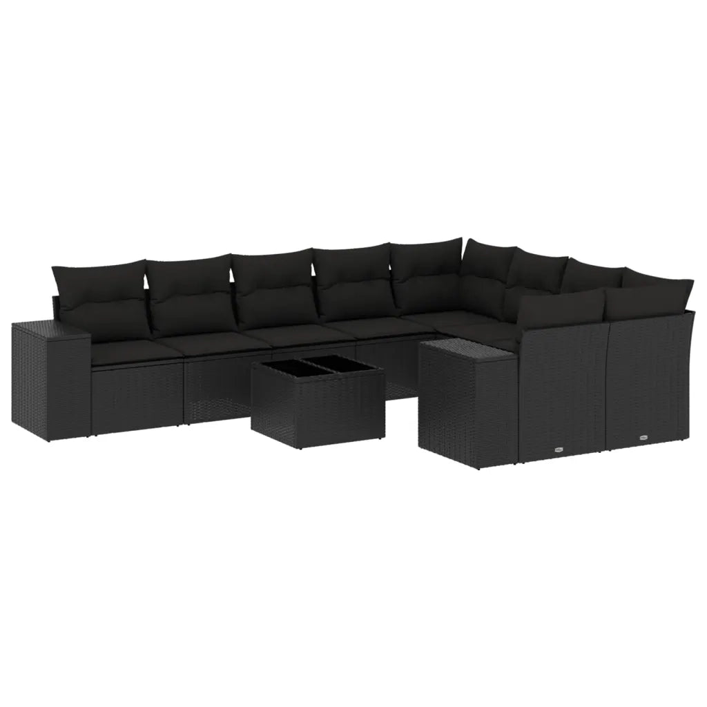 Set Divani da Giardino 10pz con Cuscini in Polyrattan Nerocod mxl 89234