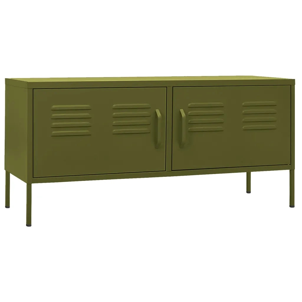 Mobile TV Verde Oliva 105x35x50 cm in Acciaio 336225