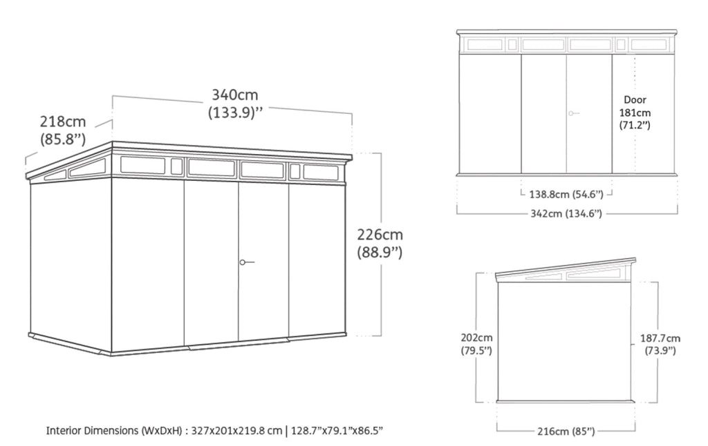 Casetta Box da Giardino 340x218x226 cm Keter Signature Venetian Pent 11x7 Effetto Legno Marrone e Antracite